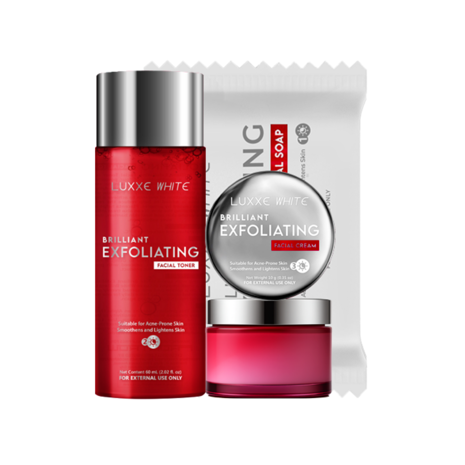 Luxxe White Brilliant 3-step exfoliating facial system