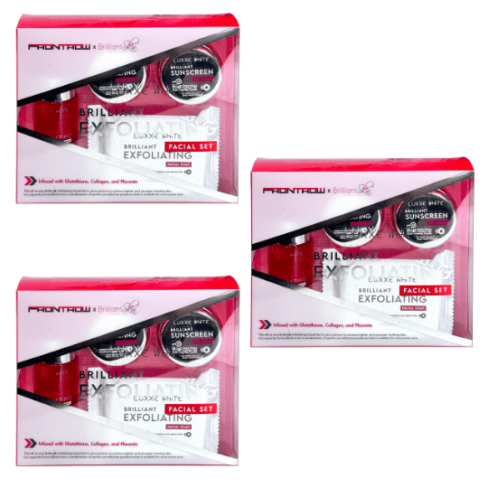 Luxxe White Brilliant: Complete 3-Step Exfoliating Facial System with Glutathione, Collagen & Placenta