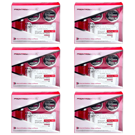 Luxxe White Brilliant: Complete 3-Step Exfoliating Facial System with Glutathione, Collagen & Placenta