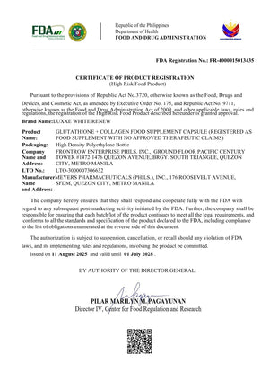 Luxxe White Renew Glutathione Collagen FDA