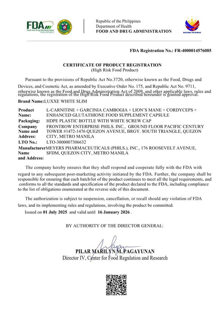 Luxxe White Slim FDA